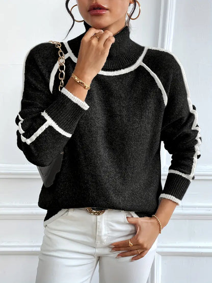 Contrasting Turtle Neck Sweater