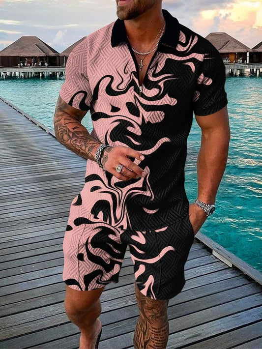 Pink Venom Polo Shirt And Shorts Co-Ord