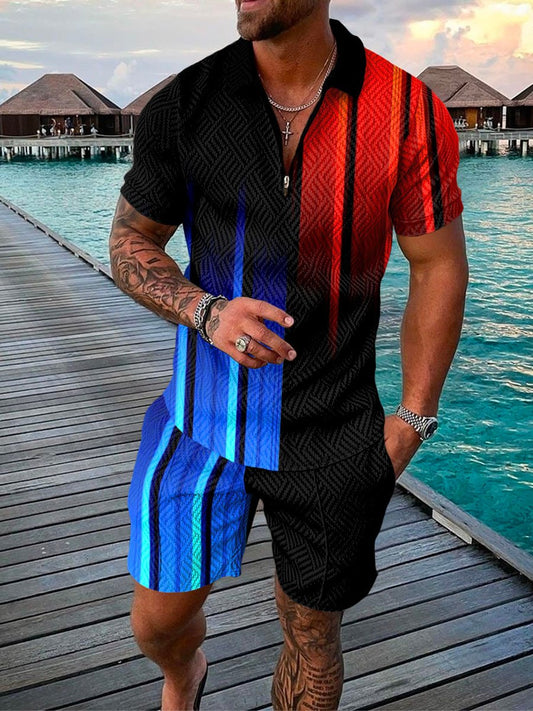 Neon Dripping Polo Shirt And Shorts Co-Ord