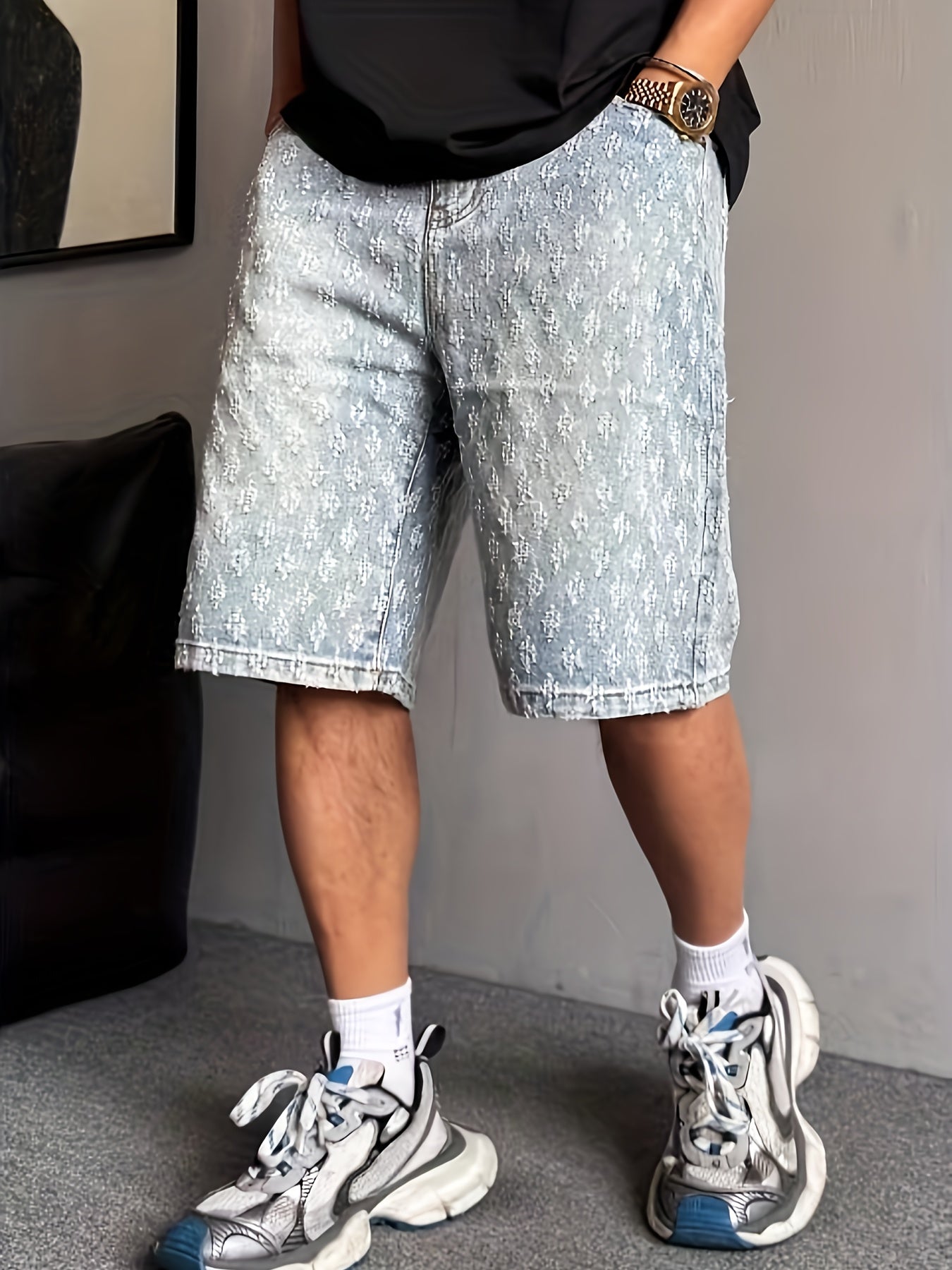 Jacquard Denim Shorts