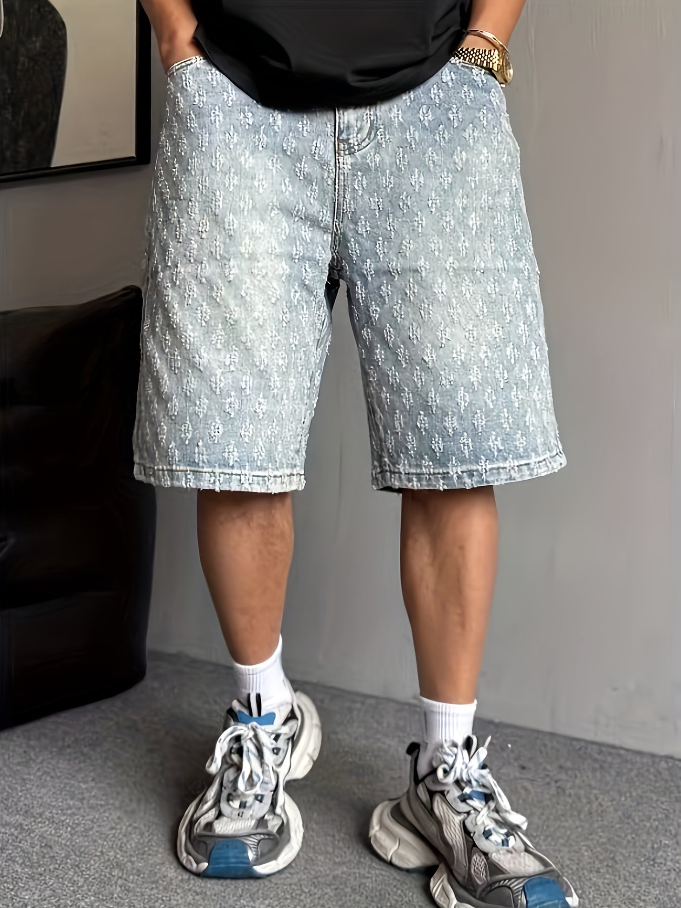 Jacquard Denim Shorts