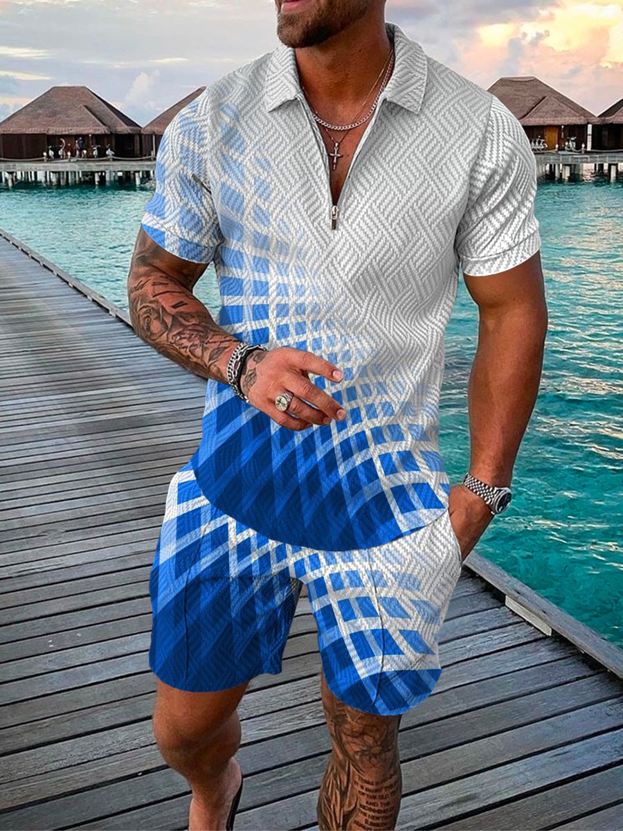 Lower Blue Polo Shirt And Shorts Co-Ord